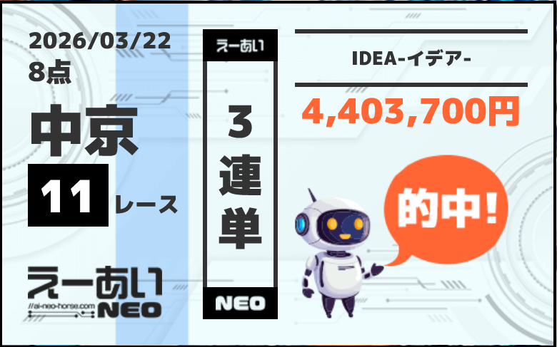 競馬予想サイト「えーあいNEO(ネオ)」2026/3/22的中実績