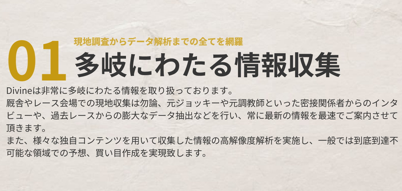 競馬予想サイト「Divine(ディバイン)」の注目ポイント①
