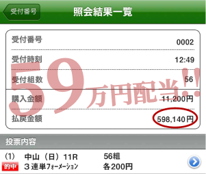 競馬予想サイト「競馬ナンバー１」3連単フォーメーション的中実績