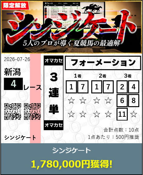 競艇予想サイト「OMAKASE(オマカセ)」7/26的中実績
