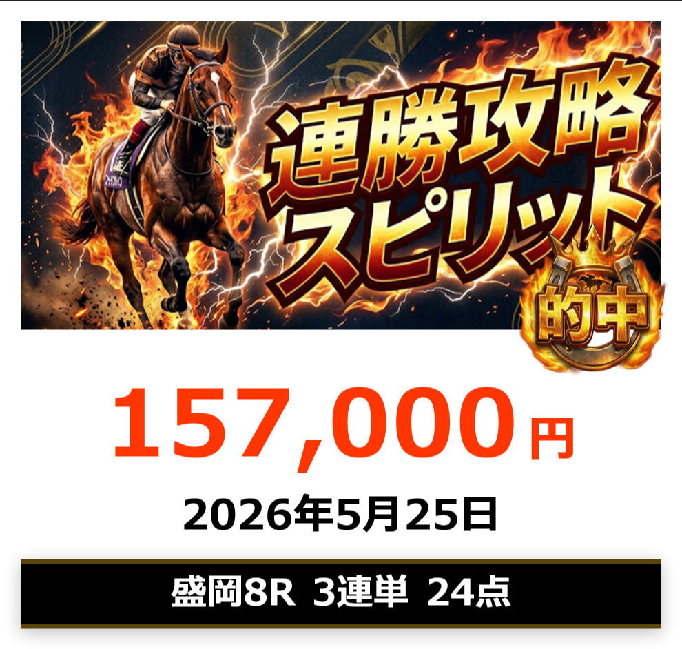 競馬予想サイト「バクガチ」5/25的中実績