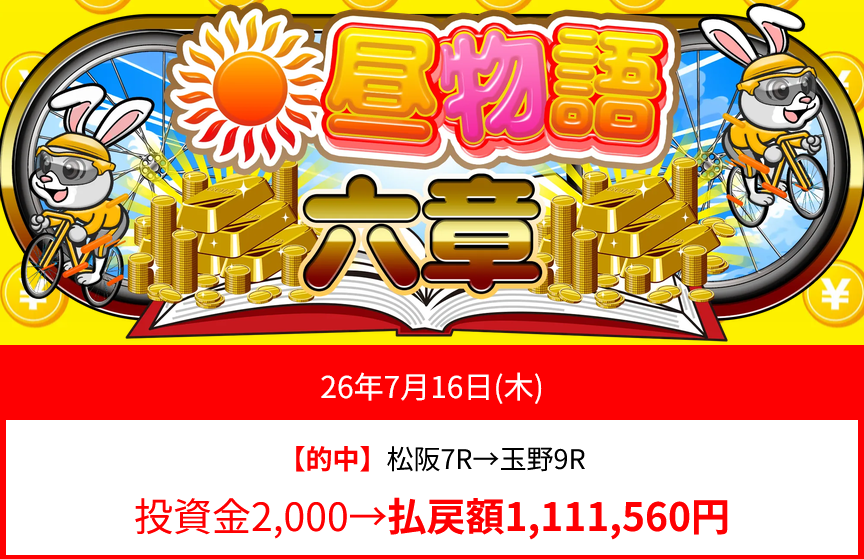 競輪予想サイト「ケイリン物語」7/16的中実績